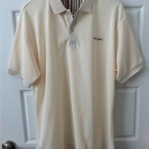 Paul Smith London Short Sleeve Men's Polo Shirt Beige Size XL Embroidered Logo